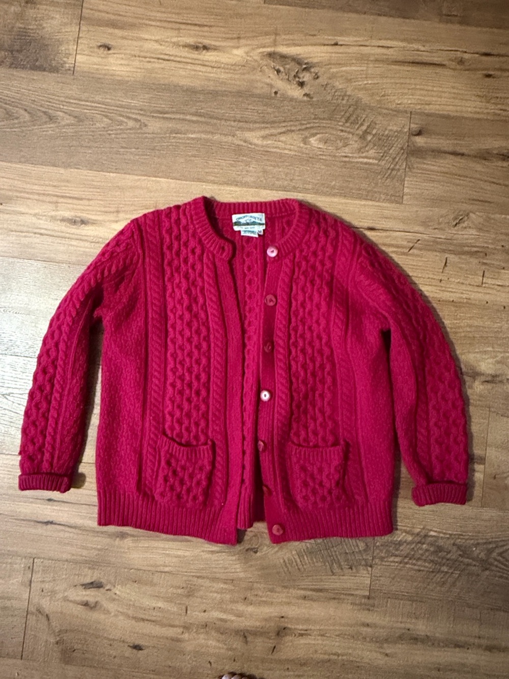 Aran Crafts Ireland 100% Merino Wool Cable Knit Cardigan M